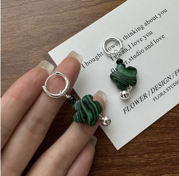 Wholesale 925 Sterling Silver Malachite Flower Earrings - Image 3