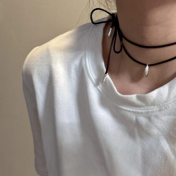 Wholesale 925 Sterling Silver Teardrop  Sweater Cord Necklace - Image 7