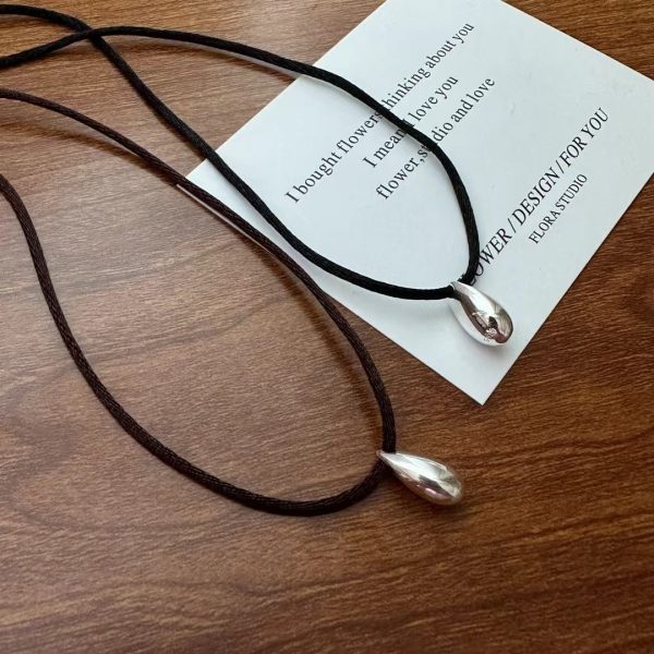 Wholesale 925 Sterling Silver Teardrop  Sweater Cord Necklace - Image 4