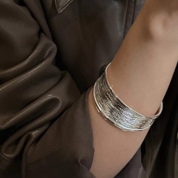 Wholesale 925 Sterling Silver Textured Bangle - Image 2
