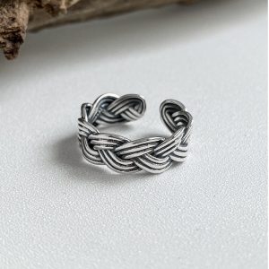 Wholesale 925 Sterling Silver Vintage Blacken Woven Ring
