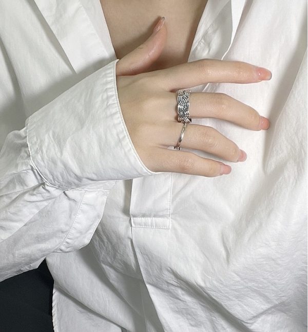 Wholesale 925 Sterling Silver Vintage Blacken Woven Ring - Image 5