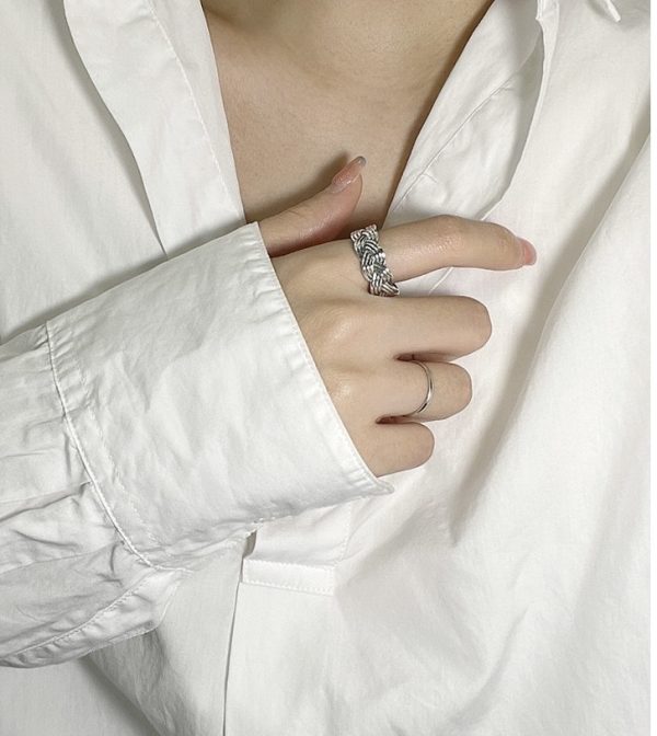 Wholesale 925 Sterling Silver Vintage Blacken Woven Ring - Image 6