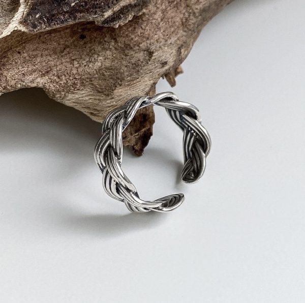 Wholesale 925 Sterling Silver Vintage Blacken Woven Ring - Image 2