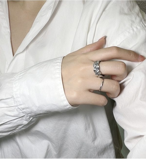 Wholesale 925 Sterling Silver Vintage Blacken Woven Ring - Image 3