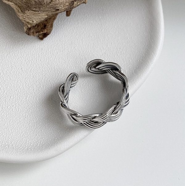 Wholesale 925 Sterling Silver Vintage Blacken Woven Ring - Image 4