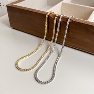 Wholesale 925 Sterling Silver Zircon Tennis Necklace