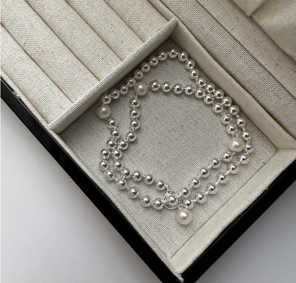 Wholesale 925 Sterling Silver Bead With Pearl Necklace - Image 2