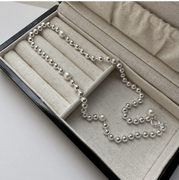 Wholesale 925 Sterling Silver Bead With Pearl Necklace - Image 3