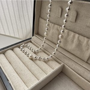 Wholesale 925 Sterling Silver Bead With Pearl Necklace