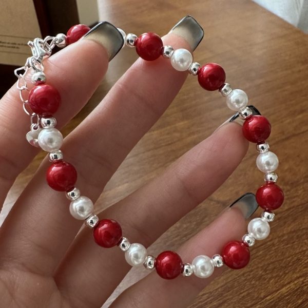 Wholesale 925 Sterling Silver Red Shell Pearl Bead Necklace & Bracelet - Image 2