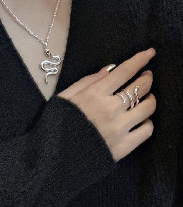 Wholesale 925 Sterling Silver Glossy Snake Necklace & Earrings & Ring - Image 6