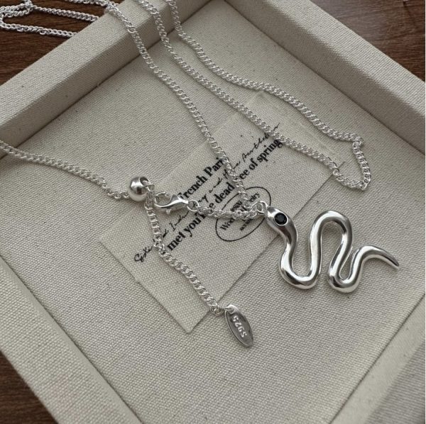 Wholesale 925 Sterling Silver Glossy Snake Necklace & Earrings & Ring - Image 2