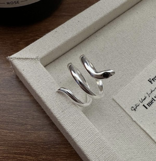 Wholesale 925 Sterling Silver Glossy Snake Necklace & Earrings & Ring - Image 4
