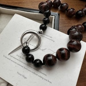 Wholesale 925 Sterling Silver Red Tiger's Eye Stone Necklace