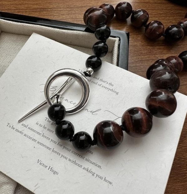 Wholesale 925 Sterling Silver Red Tiger's Eye Stone Necklace