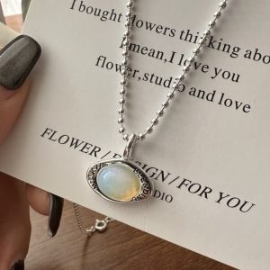Wholesale 925 Sterling Silver Color-Changing Opal Necklace