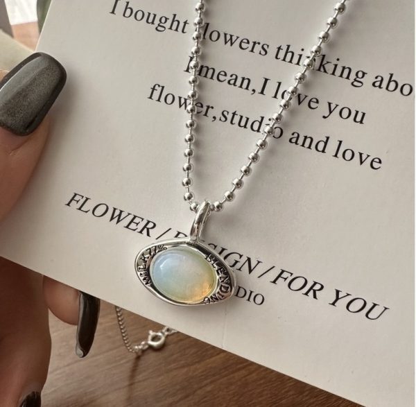 Wholesale 925 Sterling Silver Color-Changing Opal Necklace