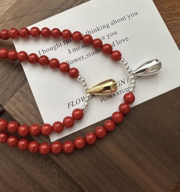 Wholesale 925 Sterling Silver Red Mother Of Pearl Necklace