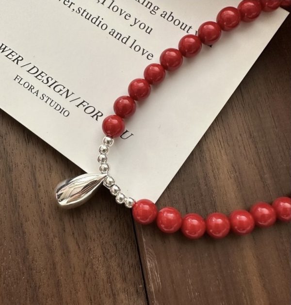 Wholesale 925 Sterling Silver Red Mother Of Pearl Necklace - Image 3