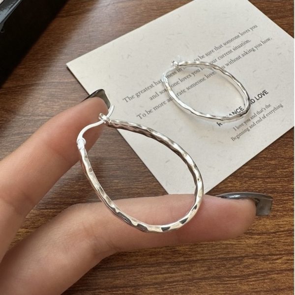 Wholesale 925 Sterling Silver Big Textured Earrings - Image 3