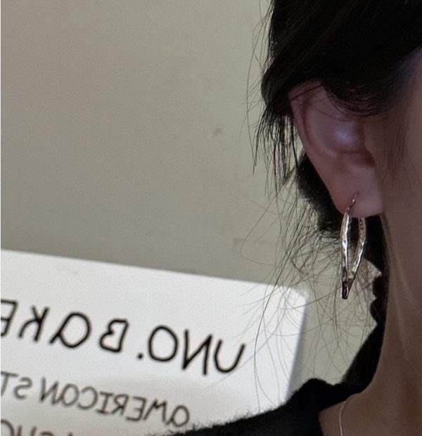 Wholesale 925 Sterling Silver Big Textured Earrings - Image 4