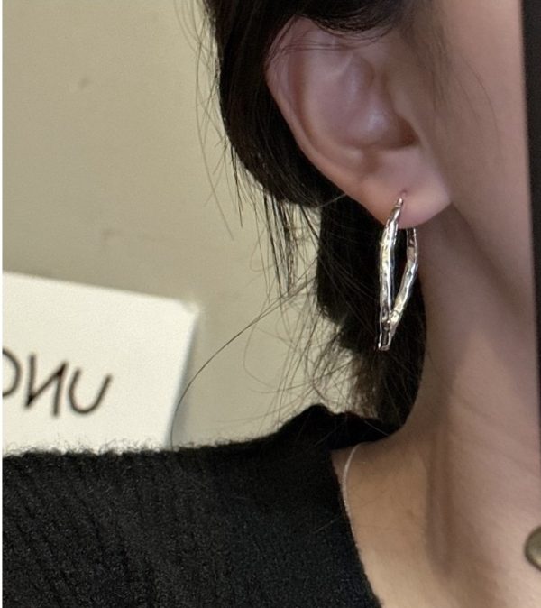 Wholesale 925 Sterling Silver Big Textured Earrings - Image 6