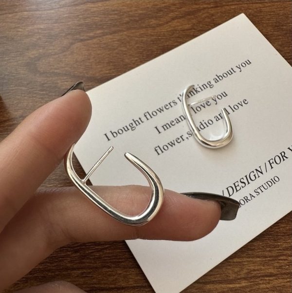 Wholesale 925 Sterling Silver Bent Hook Stud Earrings - Image 3