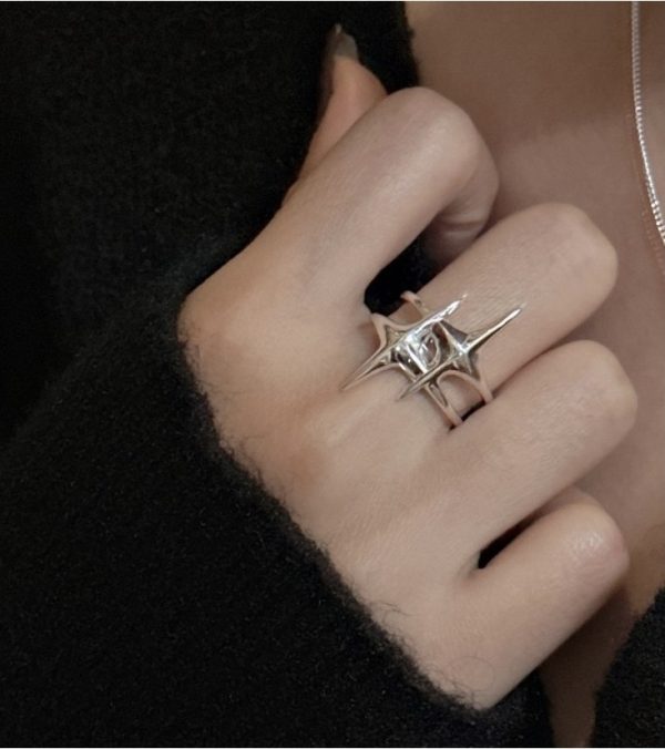 Wholesale 925 Sterling Silver Four-pointed Star Ring - Image 5