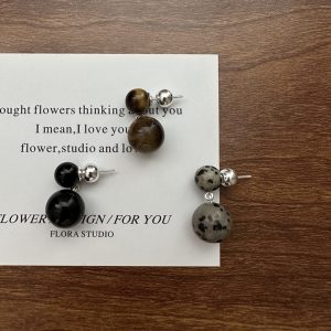 Wholesale 925 Sterling Silver Agate & Tiger-eye & Spot Earrings