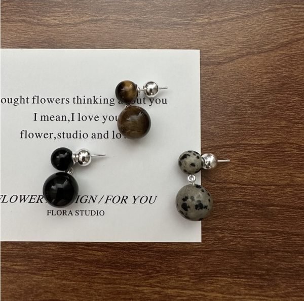 Wholesale 925 Sterling Silver Agate & Tiger-eye & Spot Earrings