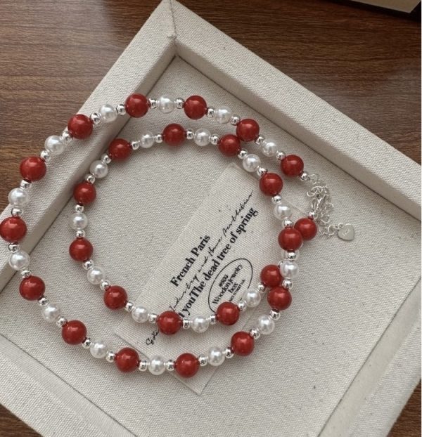 Wholesale 925 Sterling Silver Red Shell Pearl Bead Necklace & Bracelet - Image 3