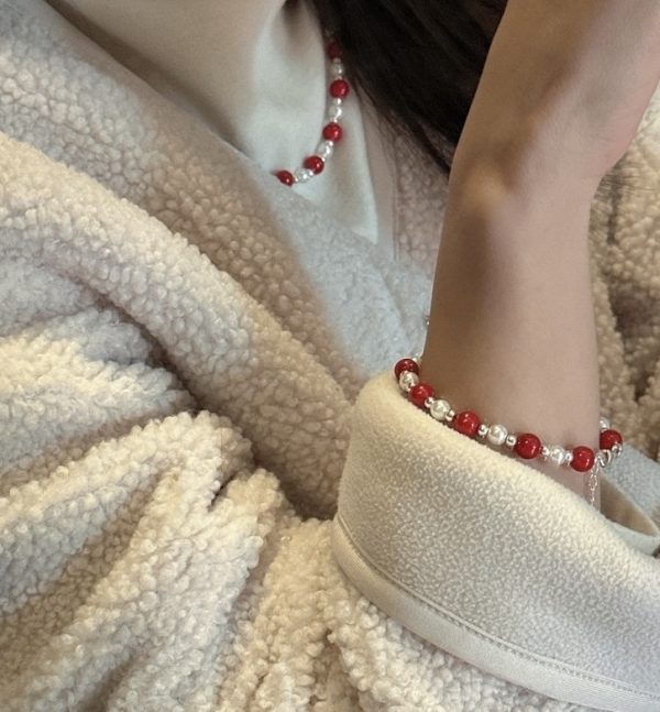 Wholesale 925 Sterling Silver Red Shell Pearl Bead Necklace & Bracelet - Image 4