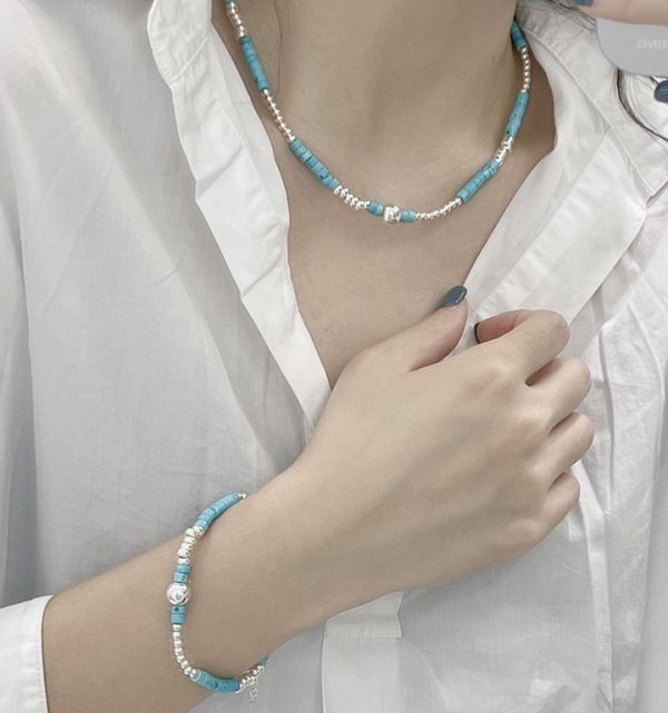 Wholesale 925 Sterling Silver Turquoise Beaded Necklace & Bracelet - Image 8