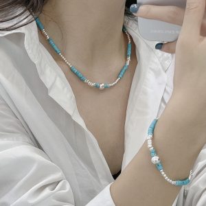 Wholesale 925 Sterling Silver Turquoise Beaded Necklace & Bracelet