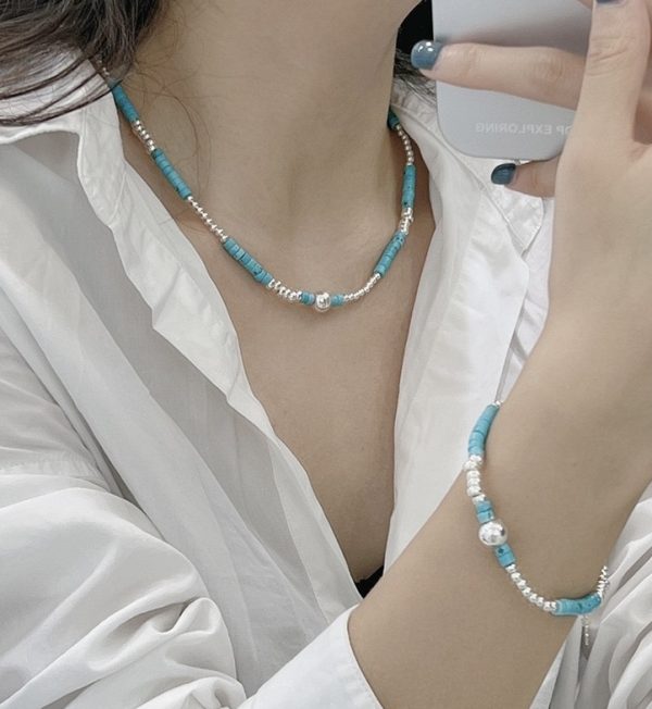 Wholesale 925 Sterling Silver Turquoise Beaded Necklace & Bracelet