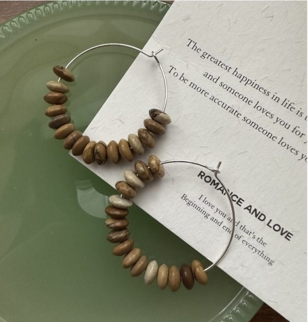 Wholesale 925 Sterling Silver Natural Stones Hoop Earrings - Image 5