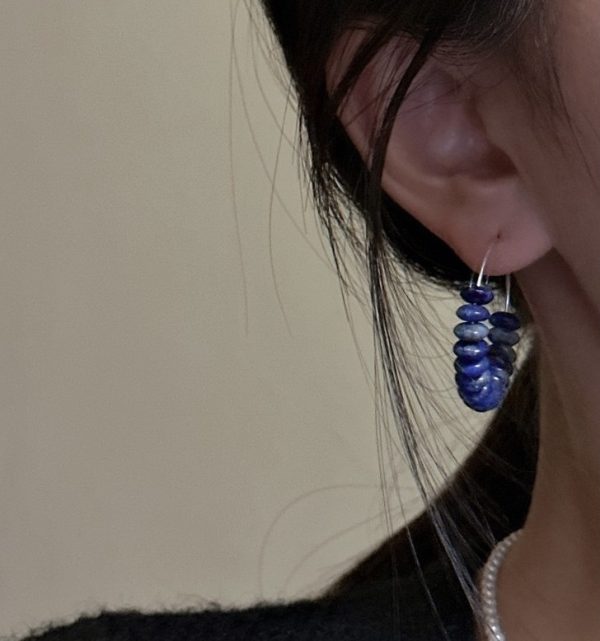 Wholesale 925 Sterling Silver Natural Stones Hoop Earrings - Image 7