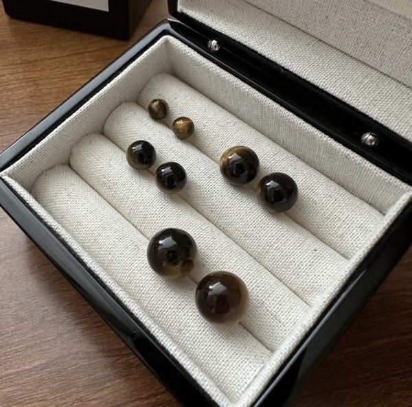 Wholesale 925 Sterling Silver Tiger's Eye Bead Stud Earrings