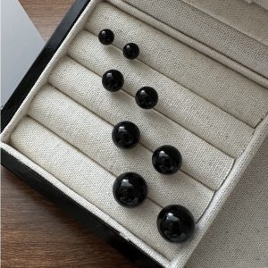 Wholesale 925 Sterling Silver Black Agate Bead Earrings