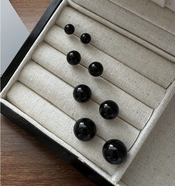 Wholesale 925 Sterling Silver Black Agate Bead Earrings