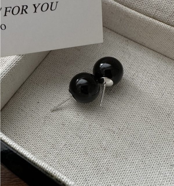 Wholesale 925 Sterling Silver Black Agate Bead Earrings - Image 3