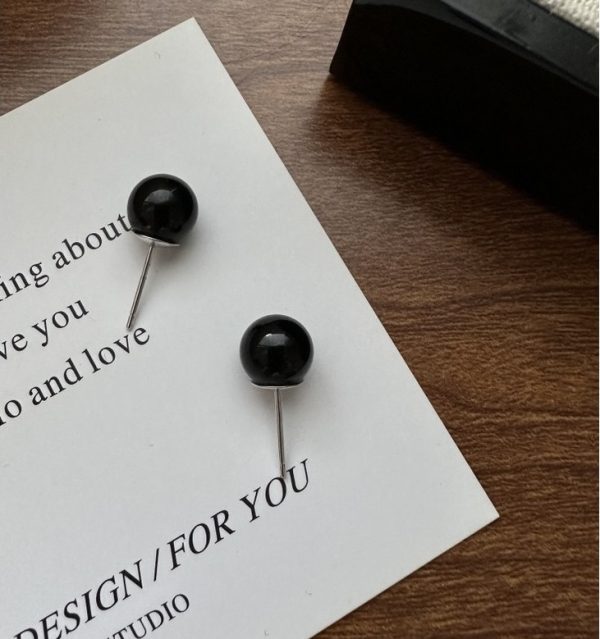 Wholesale 925 Sterling Silver Black Agate Bead Earrings - Image 4