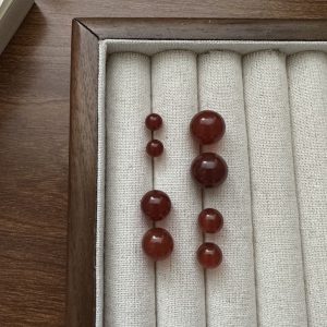 Wholesale 925 Sterling Silver Red agate bead earrings