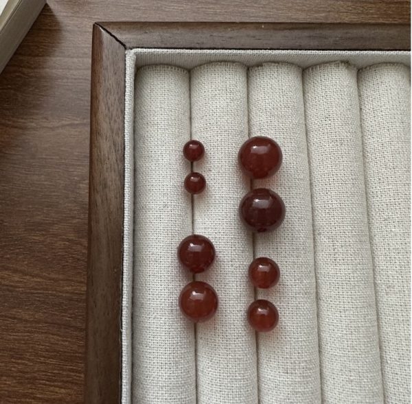 Wholesale 925 Sterling Silver Red agate bead earrings