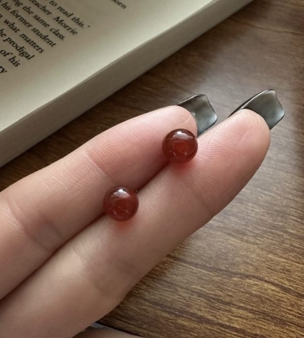 Wholesale 925 Sterling Silver Red agate bead earrings - Image 2
