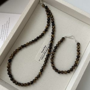 Wholesale 925 Sterling Silver Tiger's Eye Bead Necklace & Bracelet