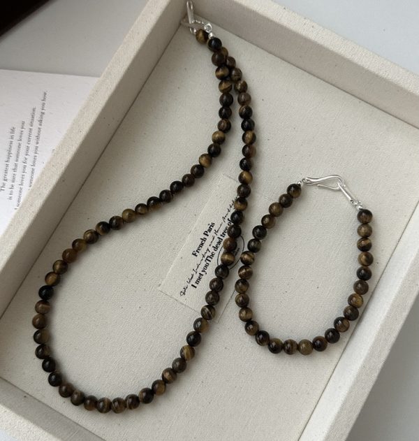 Wholesale 925 Sterling Silver Tiger's Eye Bead Necklace & Bracelet