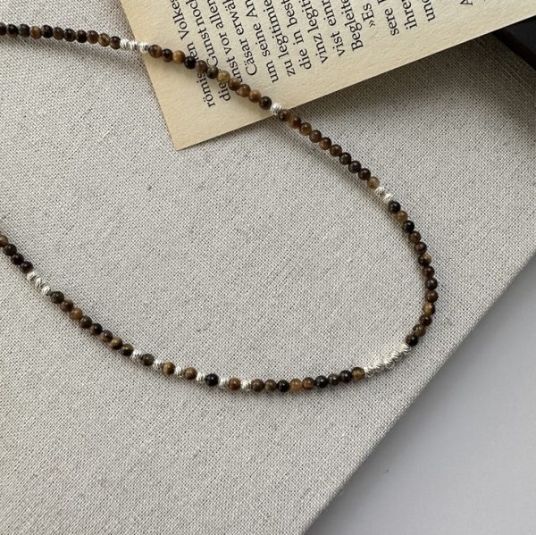 Wholesale 925 Sterling Silver Tiger's Eye Bead Necklace