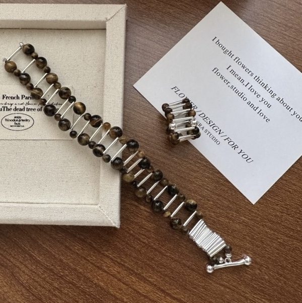 Wholesale 925 Sterling Silver Tiger's Eye Bead Bracelet & Ring